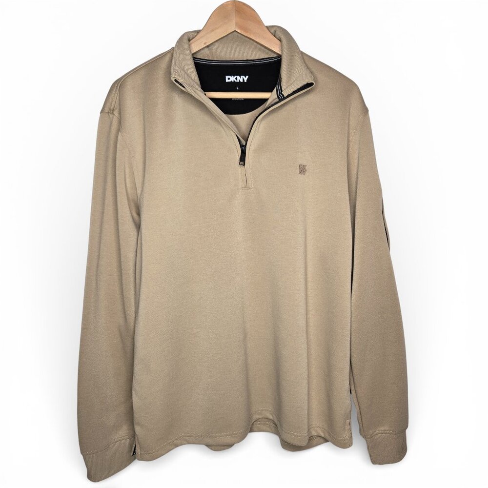 DKNY Noah Quarter Zip Tech Sweater Men Tech Pocket Pullover L